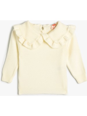 Koton Basic Kazak Bebe Yaka Fırfır Detaylı