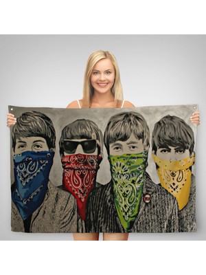 Ne Verelim Size Bansky'nin Bandanalı Beatles Çocuklar Isimli Çalışması Kanvas Duvar ÖRTÜSÜ-HALISI-5011 