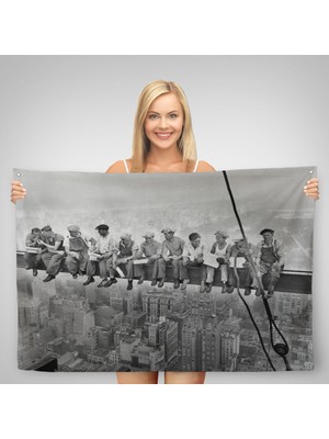 Ne Verelim Size Bir Gökdelenin Tepesinde Öğle Yemeği New York Kanvas Duvar ÖRTÜSÜ-HALISI-5408 