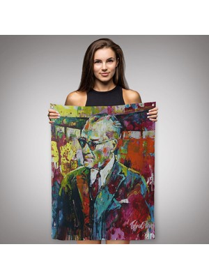 Ne Verelim Size Yağlı Boya Efektli Renkli Mustafa Kemal Atatürk Duvar Örtüsü - HALISI-6069