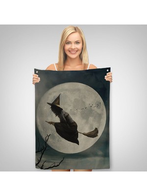 Ne Verelim Size Süpürge Ile Uçan Cadı, Cadılar Bayramı Helloven Duvar Örtüsü-Halısı -6481