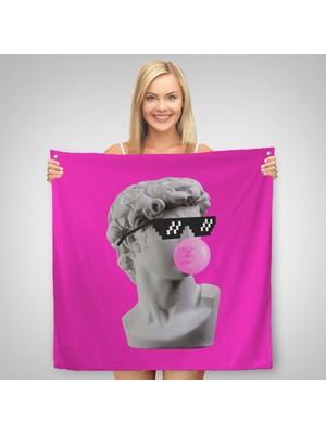 Ne Verelim Size Piksel Gözlüklü David'in Kafasının Alçı Heykeli Kanvas Duvar Örtüsü-Halısı, Pop ART-5064