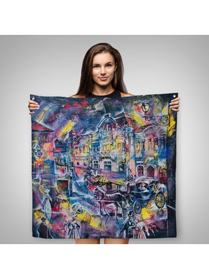 Ne Verelim Size Renkli Şehir Manzarası Kanvas Duvar ÖRTÜSÜ-HALISI-5898