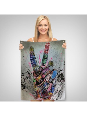 Ne Verelim Size Graffiti Zafer Işareti Bansky Duvar Örtüsü   Halısı Graffiti Sokak Sanatı 5309