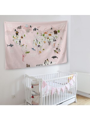 Ne Verelim Size Eğitici Dünya Haritası Dünya Atlası Çocuk ve Bebek Odası  Duvar Örtüsü-Halısı 3795