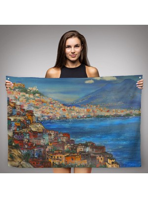 Ne Verelim Size Napoli Manzarası Yağlıboya Görünüm Dekoratif Kanvas Duvar ÖRTÜSÜ-HALISI-3435