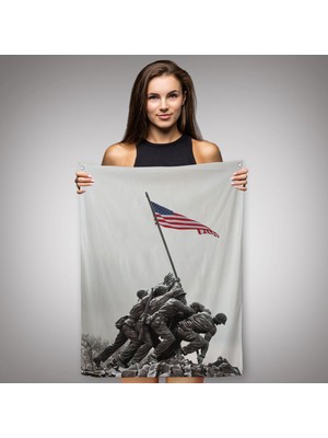 Ne Verelim Size Amerika Bayrağı Diken Askerler Dekoratif Duvar Örtüsü - HALISI-6228 