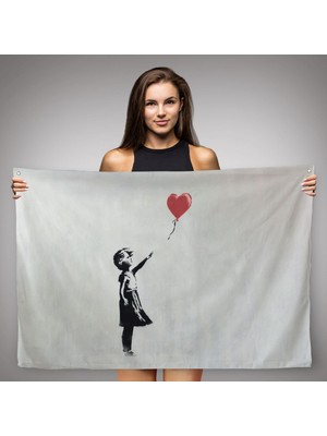 Ne Verelim Size Banksy Kırmızı Balonu Uçup Giden Kız Kanvas Duvar ÖRTÜSÜ-HALISI-5059 
