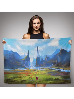 Ne Verelim Size Doğada Yürüyen Kadın Manzarası Kanvas Duvar ÖRTÜSÜ-HALISI-5081