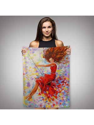 Ne Verelim Size Salıncaktaki Kırmızı Elbiseli Kız Duvar Örtüsü - HALISI-6317