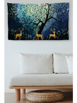 Ne Verelim Size Duvar Örtüsü Ay Işığı ve Orman Manzaralı Kaliteli Kanvas Duvar HALISI-4036