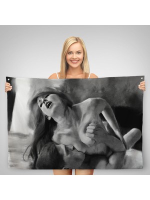 Ne Verelim Size Aşk Çifti Dekoratif Siyah-Beyaz Duvar ÖRTÜSÜ-HALISI-6586