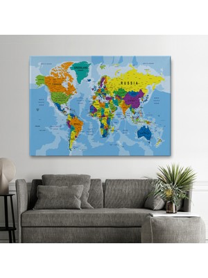 Ne Verelim Size Detaylı Dünya Haritası Kanvas Tablo 1019