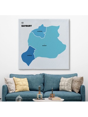 Ne Verelim Size Bayburt İli ve İlçeler Haritası Dekoratif Kanvas Tablo 1290