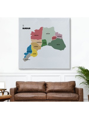 Ne Verelim Size Burdur İli ve İlçeler Haritası Dekoratif Kanvas Tablo 1304