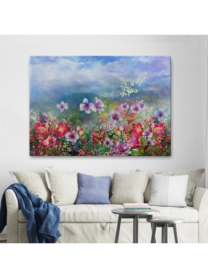 Ne Verelim Size Renkli Çiçekler Suluboya Görünüm Dekoratif Kanvas Duvar Tablosu-3475