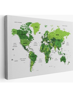 Ne Verelim Size Türkçe Dünya Haritası Dekoratif Kanvas Tablo Son Derece Detaylı 1613
