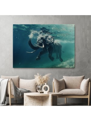 Ne Verelim Size Yüzen Fil Dekoratif Kanvas Tablo 1128