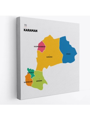 Ne Verelim Size Karaman İli ve İlçeler Haritası Dekoratif Kanvas Tablo 1376