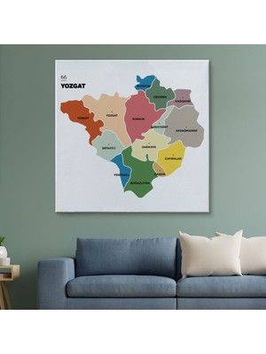 Ne Verelim Size Yozgat İli ve İlçeler Haritası Dekoratif Kanvas Tablo 1485