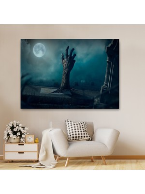 Ne Verelim Size Mezarlık Dirilmiş El Cadılar Bayramı Mezardan Çıkan El Dekoratif Duvar Tablosu-5204