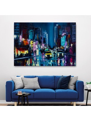 Ne Verelim Size New York Gece Manzarası Yağlıboya Dekoratif Duvar Tablosu-3533