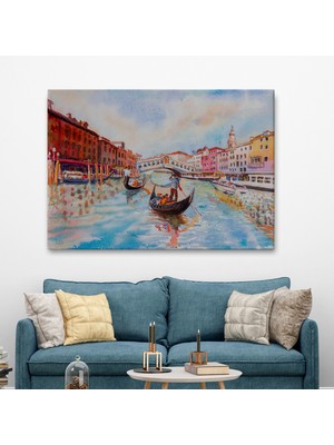 Ne Verelim Size Venedik Kanalın Da Gondollar Yağlıboya Görünüm Dekoratif Kanvas Duvar Tablosu-3660