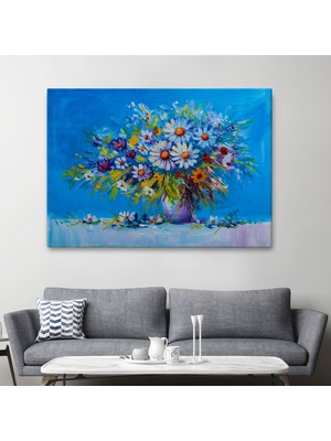 Ne Verelim Size Vazodaki Çiçekler Yağlıboya Görünüm Dekoratif Kanvas Duvar Tablosu-3641