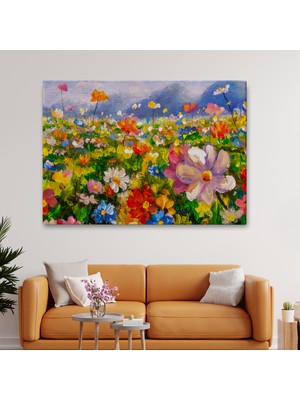 Ne Verelim Size Kır Çiçekleri Yağlıboya Görünüm Dekoratif Kanvas Duvar Tablosu-3740