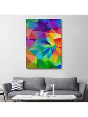Ne Verelim Size Renkli Geometrik Şekiller Çok Renkli Soyut Kanvas Tablo-5250