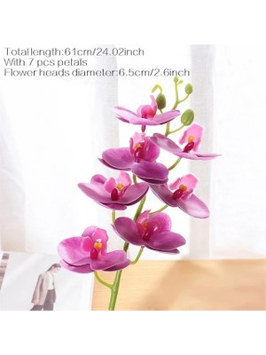 Ganbao Mor Orkide 61 cm Büyük 3D 11/7 Kafaları Pvc Yapay Çiçek Orkide Phalaenopsis Saksı Bitkileri Peyzaj Düğün Çiçek Aranjmanı Ev Dekor (Yurt Dışından)