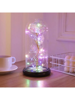 Ganbao 048 2020 LED Magic Galaxy Rose Ebedi 24K Altın Folyo Çiçek Kubbe Peri Dize Işıklar Noel Sevgililer Günü Anneler Günü Hediyesi (Yurt Dışından)