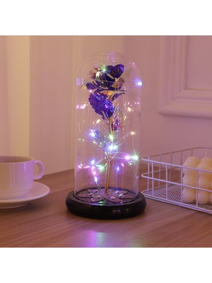 Ganbao 048 2020 LED Magic Galaxy Rose Ebedi 24K Altın Folyo Çiçek Kubbe Peri Dize Işıklar Noel Sevgililer Günü Anneler Günü Hediyesi (Yurt Dışından)