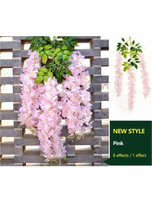 Ganbao Açık Pembe 1 Adet Wisteria Yapay Çiçekler Asma Çelenk Düğün Kemer Dekorasyon Yaprak Rattan Firar Ipek Çiçek Sarmaşık Duvar Dekor Bitkiler (Yurt Dışından)