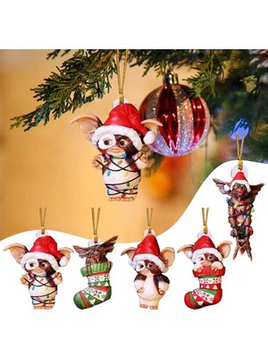 Ganbao Stil 2 Gremlinler Gizmo Peri Işık Noel Baba Şapkası Asılı Noel Heykelcik Süs Dekor Yılbaşı Ağacı Dekorasyon (Yurt Dışından)