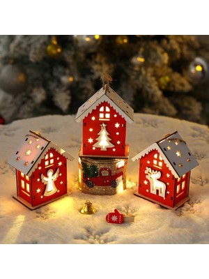 Ganbao Stil 2 Yeni Noel Ahşap Ev Kolye Kardan Adam Elk Noel Baba Ayı Evi Aydınlatma Parlayan Kütük Kabin Noel Dekorasyon Malzemeleri (Yurt Dışından)