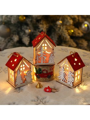 Ganbao Stil 2 Yeni Noel Ahşap Ev Kolye Kardan Adam Elk Noel Baba Ayı Evi Aydınlatma Parlayan Kütük Kabin Noel Dekorasyon Malzemeleri (Yurt Dışından)