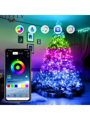 Ganbao 10M 100LED 5/10/20M LED Bluetooth Dize Işık Yılbaşı Ağacı Dekorasyon Uzaktan Kumanda USB Düğün Navidad Çelenk Perde Lambası Peri Ev (Yurt Dışından)