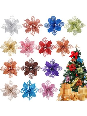 Ganbao Açık Altın 12 cm 5 Adet 9-15 cm Glitter Yapay Noel Çiçekleri Ev Için Noel Ağacı Süslemeleri Sahte Çiçekler Noel Süsler Yeni Yıl Dekorları (Yurt Dışından)