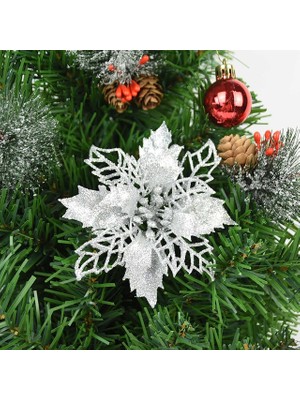 Ganbao 11 CM-D15 5 Adet/grup Glitter Yapay Çiçekler Noel Ağacı Dekorasyon Poinsettia Noel Süsler Ev Düğün Noel Partisi Dekoru Için (Yurt Dışından)