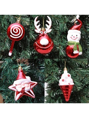 Ganbao 24 Adet 3 Cm-Gül Altın Noel Ağacı Kolye Kutulu Galvanik Lolipop Kardan Adam Elk Noel Süsleri 2023 Yeni Yıl Noel Ev Dekor Navidad Hediyeler (Yurt Dışından)