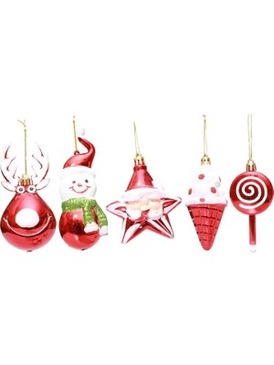 Ganbao 24 Adet 3 Cm-Gül Altın Noel Ağacı Kolye Kutulu Galvanik Lolipop Kardan Adam Elk Noel Süsleri 2023 Yeni Yıl Noel Ev Dekor Navidad Hediyeler (Yurt Dışından)