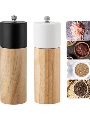 Bosile Ahşap Baharat Karabiber Tuz Öğütücü Değirmen Tuzluk Baharatlık 16 cm 2'li Set Meşe Ağacı