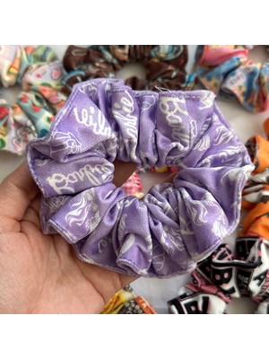 ModaZey Barbie Lila Desenli Scrunchie & Lastikli Toka