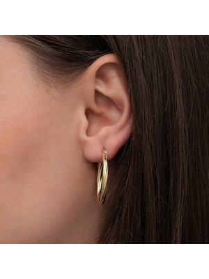 Gumush Gümüş Gold 3 mm Burgu Şarnel Küpe