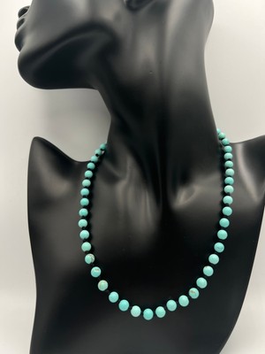 Doğal Taş Dünyası Sertifikalı Doğal Taş Turkuaz Taşı Kolye Aaa Kalite 6mm