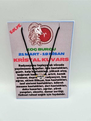 Doğal Taş Dünyası Sertifikalı Koç Burcu Kristal Kuvars Taşı Doğal Taş Kolye