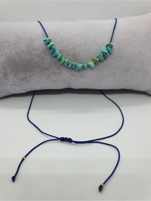 Doğal Taş Dünyası Sertifikalı Turkuaz Taşı Tasarım Kolye Ayarlanabilir Orijinal Doğal Taş Çok Fonksiyonlu Kolye