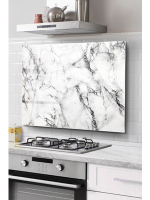 Ne Verelim Size Ocak Arkası Cam Koruyucu Tezgah Ankastre Arkası Koruyucu | Mermer Desenli