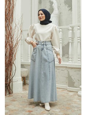 Neways 2195-DENIM  Mevlana Kot Etek Mavi